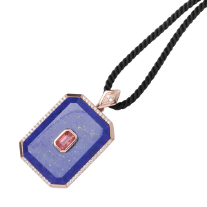 Lapis Lazuli Octagonal, Pink Tourmaline & Diamond =.25pts Enhancer