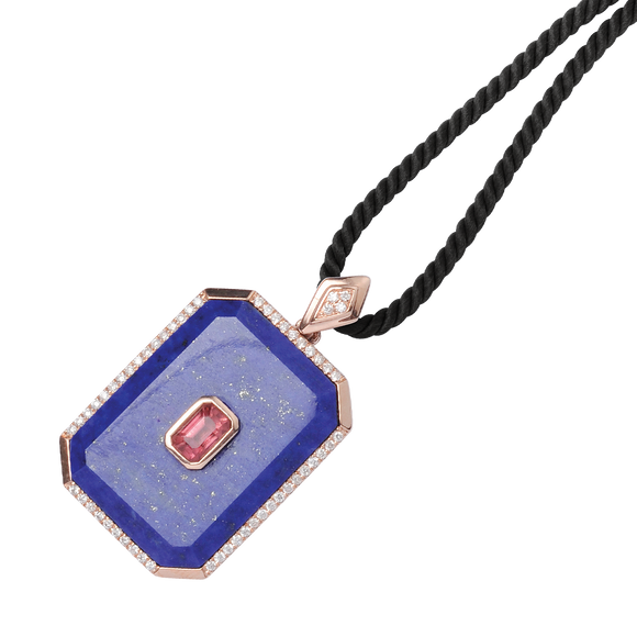 Lapis Lazuli Octagonal, Pink Tourmaline & Diamond =.25pts Enhancer