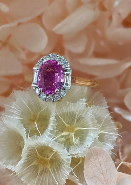 Pink Sapphire and Diamond Ring #11298
