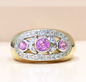 Pink Sapphire + Diamond Ring