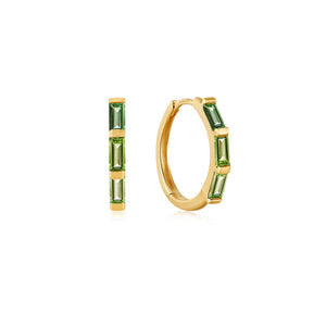 14kt Gold Tourmaline Huggie Hoop Earrings