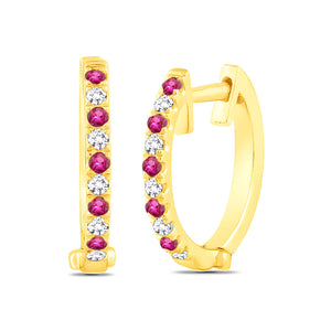 PINK SAPPHIRE + DIAMOND HOOPS