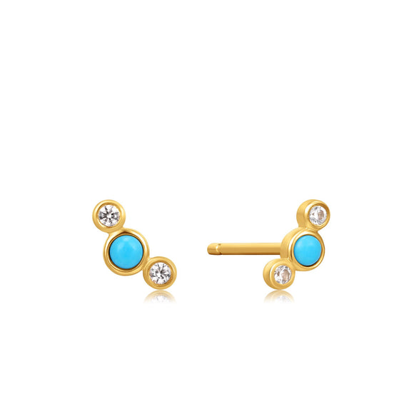 Turquoise and White Sapphire Studs