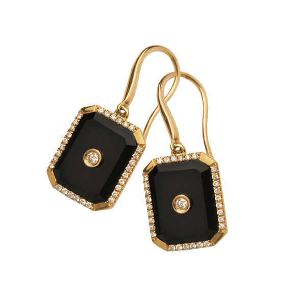 Onyx + Diamond Earrings