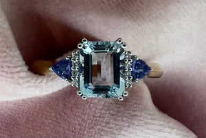 AQUAMARINE + TANZANITE RING