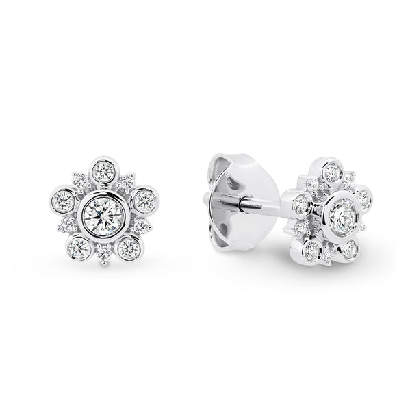 VINTAGE FLOWER DIAMOND STUDS