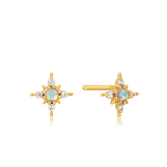 Opal and White Sapphire Star Studs
