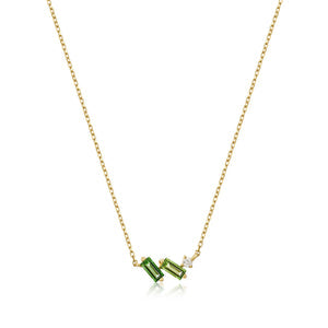 14kt Gold Tourmaline and White Sapphire Necklace