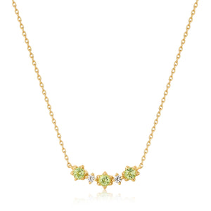 14kt Gold Peridot and White Sapphire Necklace