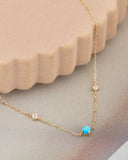 Turquoise and White Sapphire Necklace