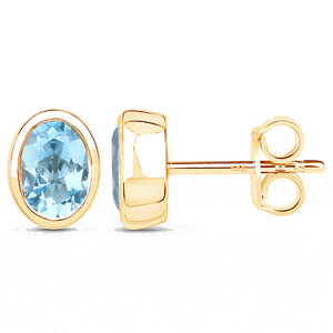 BLUE TOPAZ + GOLD STUDS