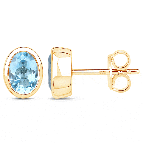 BLUE TOPAZ + GOLD STUDS