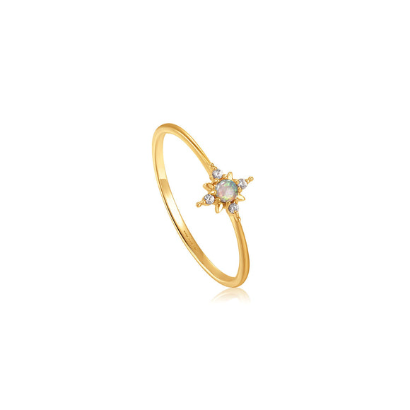 Opal and White Sapphire Star Ring