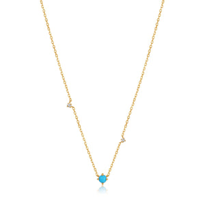 Turquoise and White Sapphire Necklace