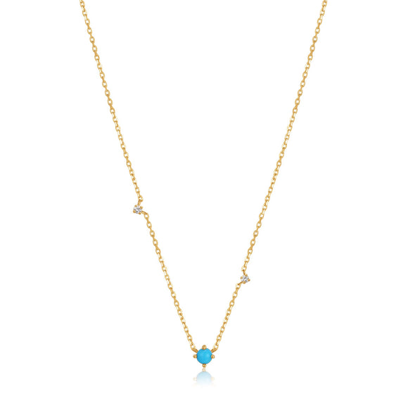 Turquoise and White Sapphire Necklace