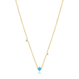 Turquoise and White Sapphire Necklace